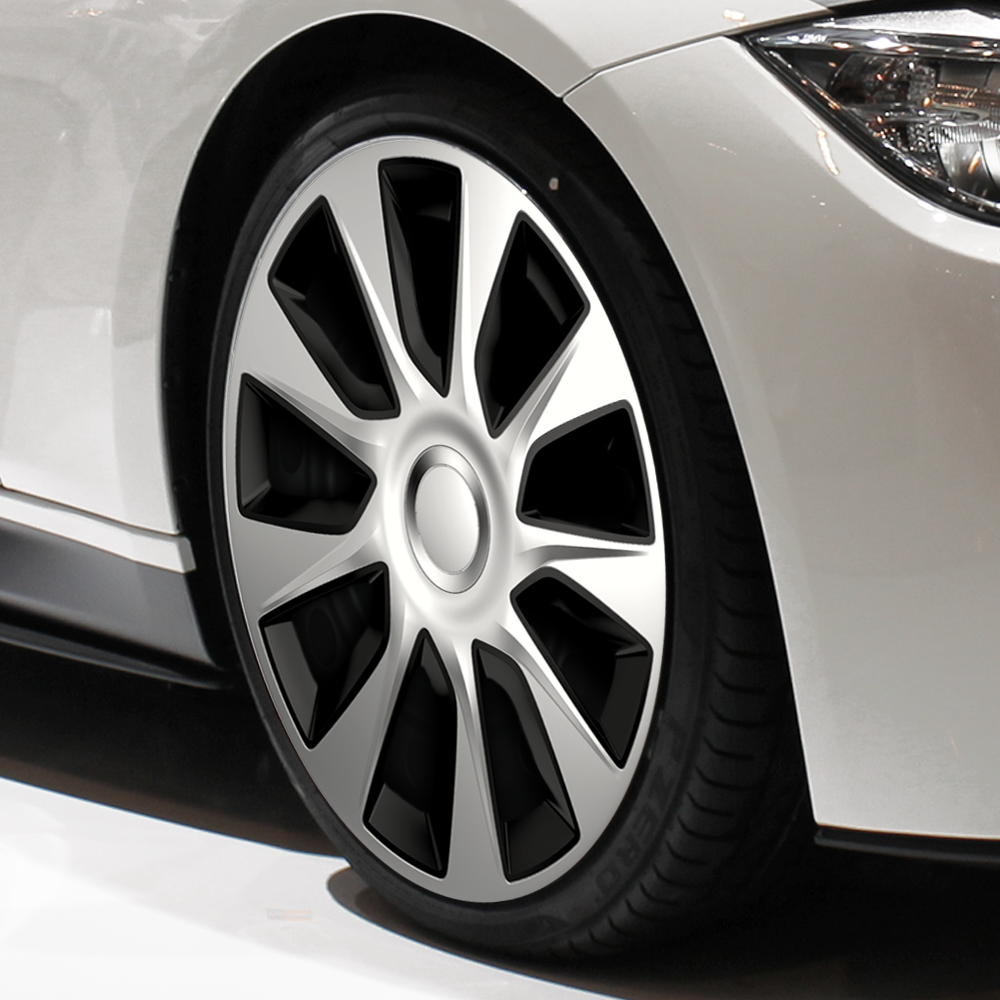 Radkappen Stratos DC silber schwarz 16 Zoll - Auto Radkappen