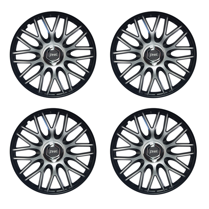 4 Alu-Design Radkappen 15 Zoll "Orden silver/black neues Modell 4 Alu-Design Radkappen 15 Zoll "Orden silver/black neues Modell