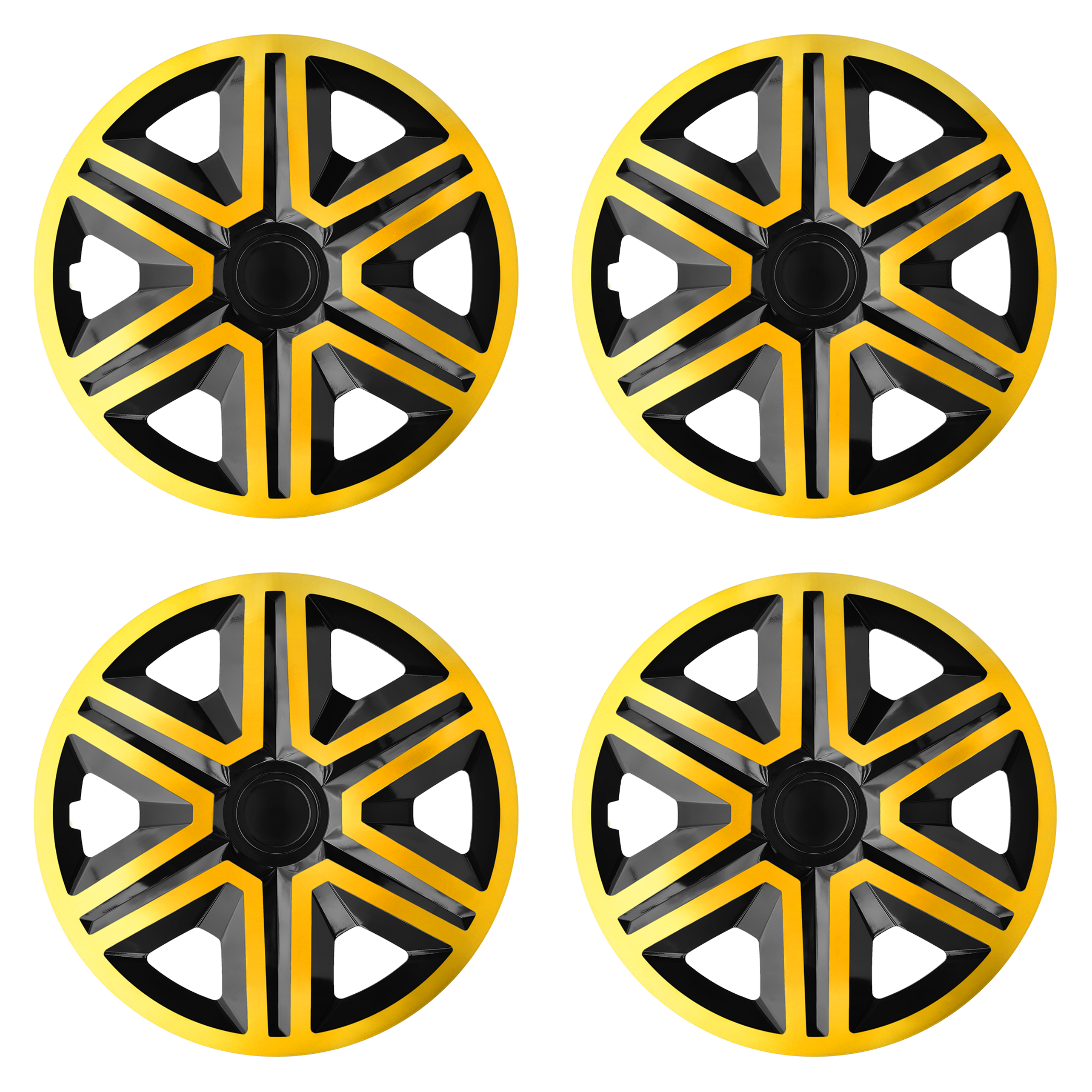 Lot De 4 Enjoliveurs STIG Extra - Noir/doré 16 Pouces - Pour Jantes Acier