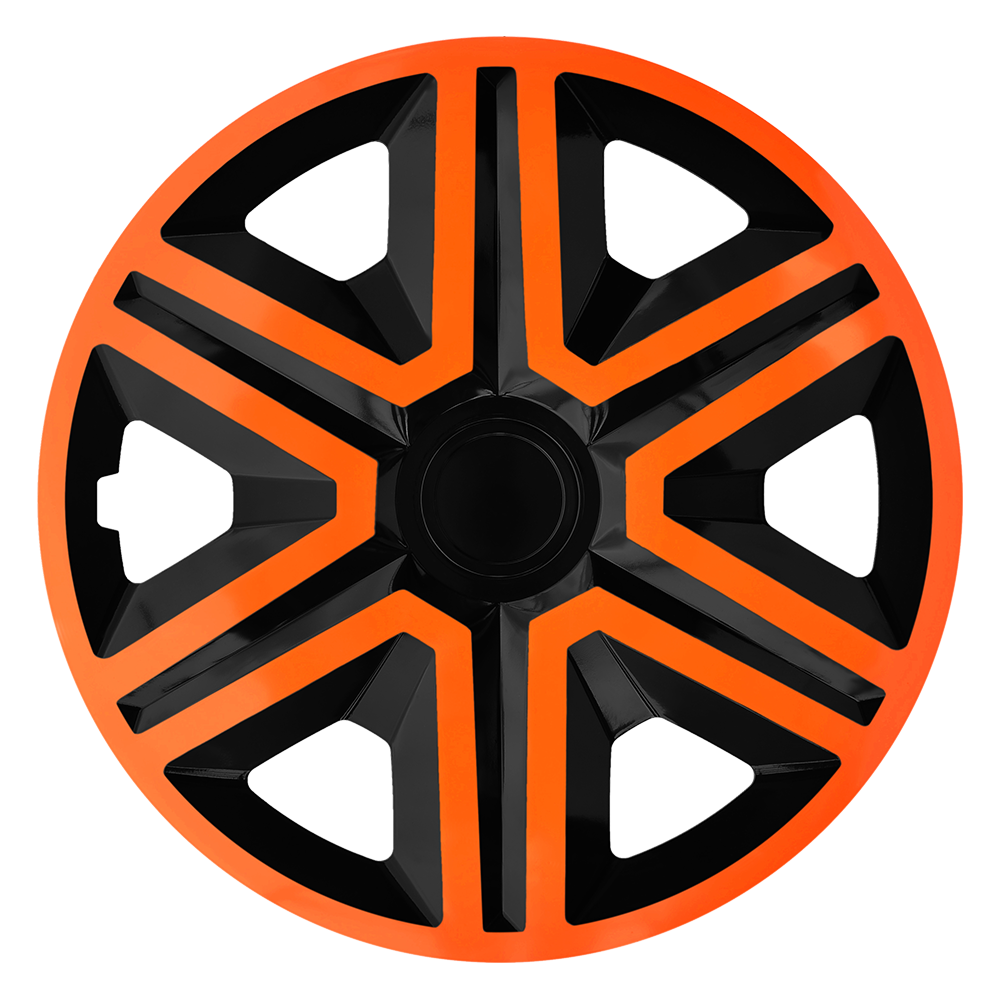 Radkappen Action orange schwarz Radzierblenden