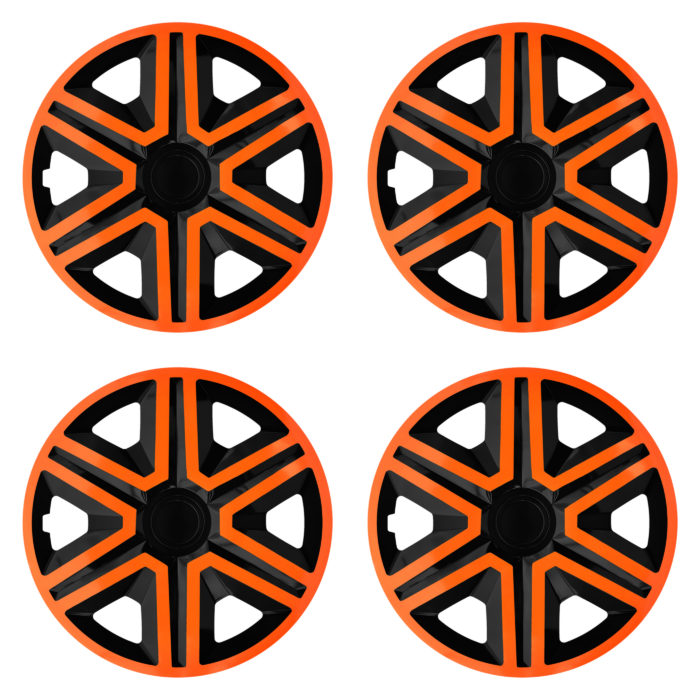 Radkappen Action orange schwarz Radzierblenden