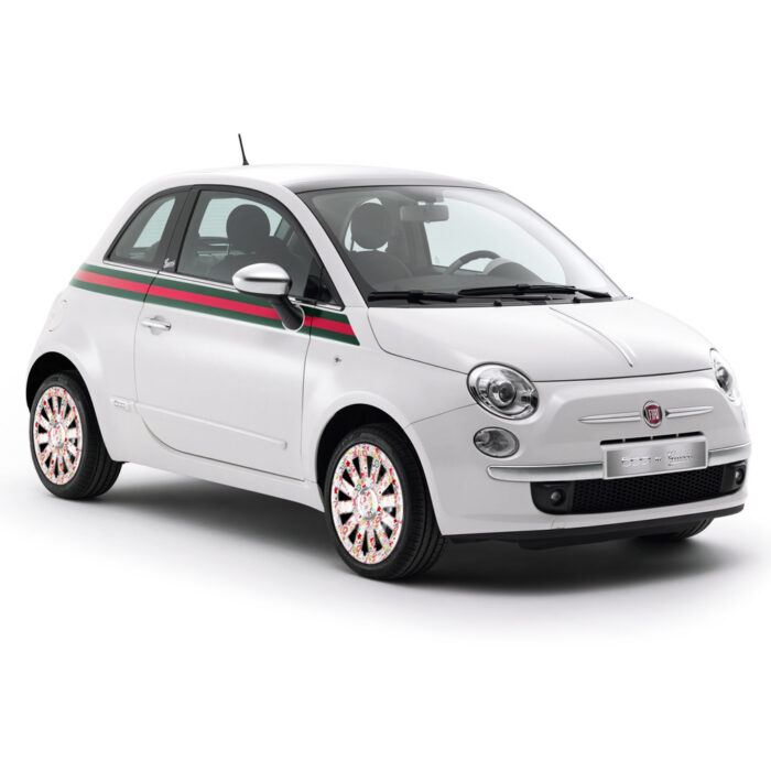 Auto - Fiat 500 - RADKAPPEN - ONYX FLOWER - Weiss/Floral