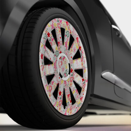 Auto - RADKAPPEN - ONYX FLOWER - Weiss/Floral